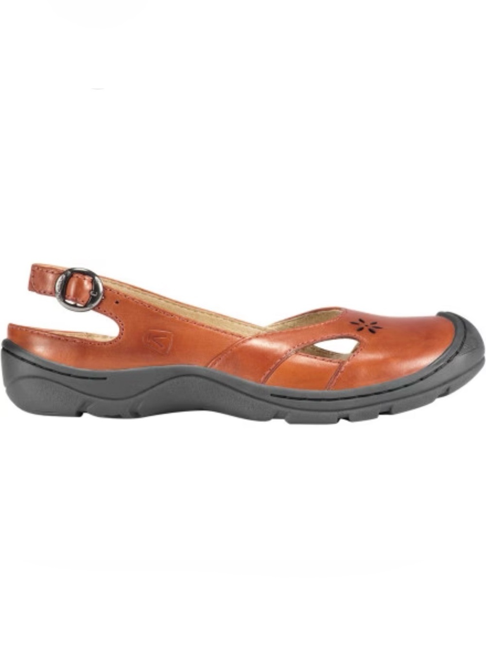 Keen Paradise Cush Sandals Womens Sz 8.5 Cognac Brown Leather Slingback Shoe
